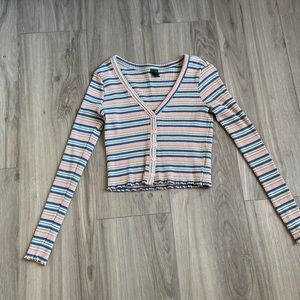 cute striped button down crop top